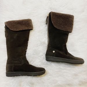 MICHAEL Michael Kors Brown Suede Sherpa Lined Foldover Boots Women’s Size 6.5